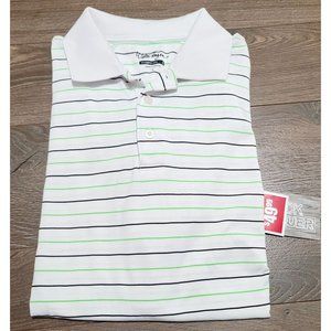 Walter Hagen Polo Moisture Wicking Athletics Navy Green Stripe Shirt